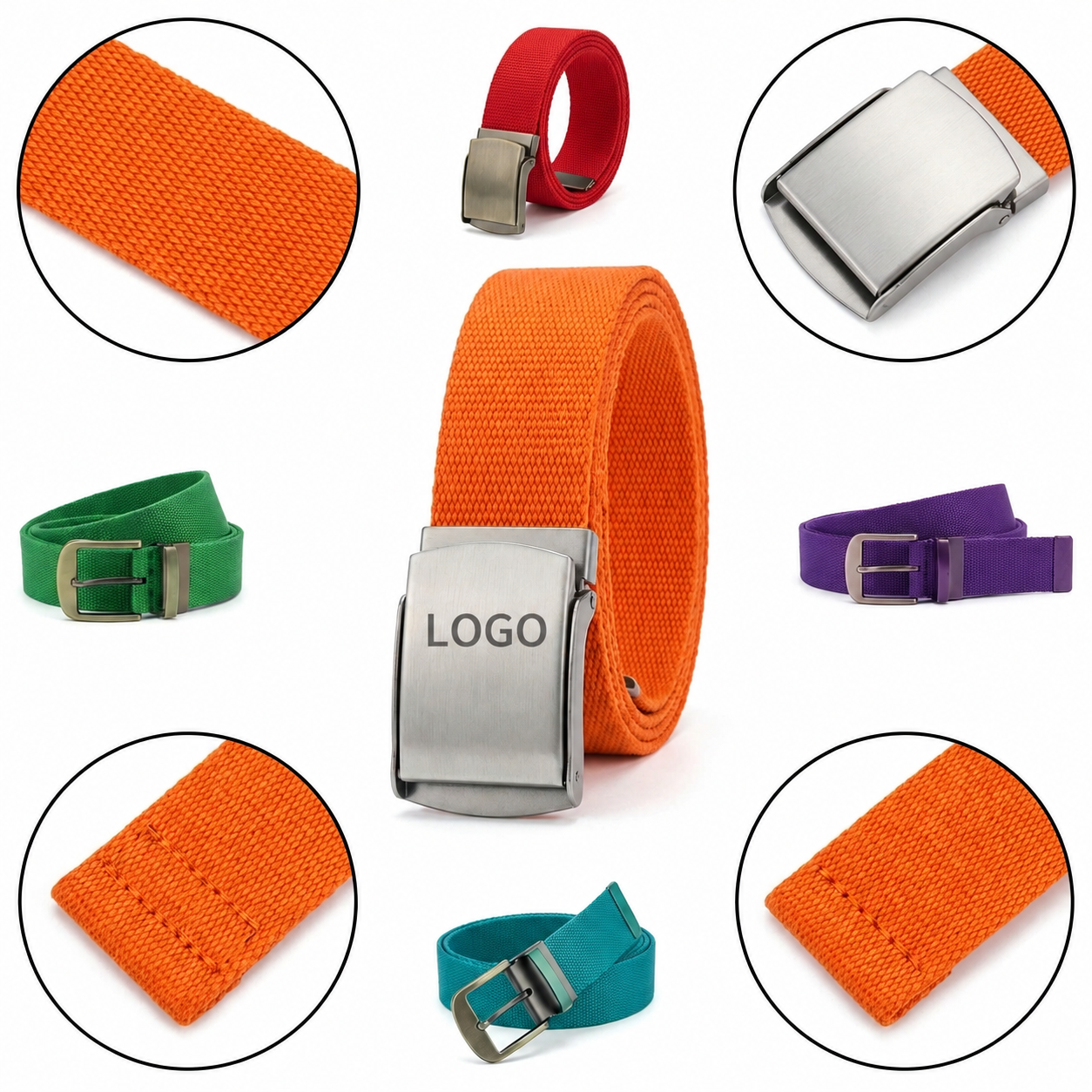 Rugged Adjustable Web Belt with Metal Buckle
