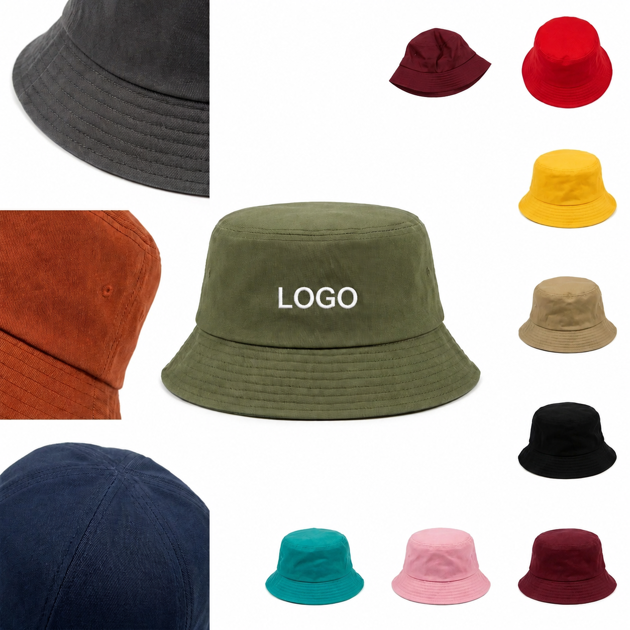 Cotton Twill Outdoor Sun Protection Bucket Hat with Reinforced Wide Brim