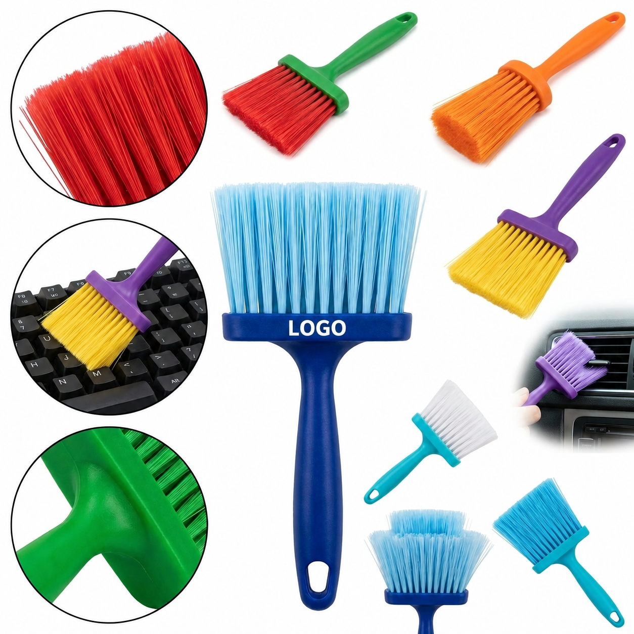 Multi-Purpose Automotive Interior Detailing Brush for Air Vents and Keyboards