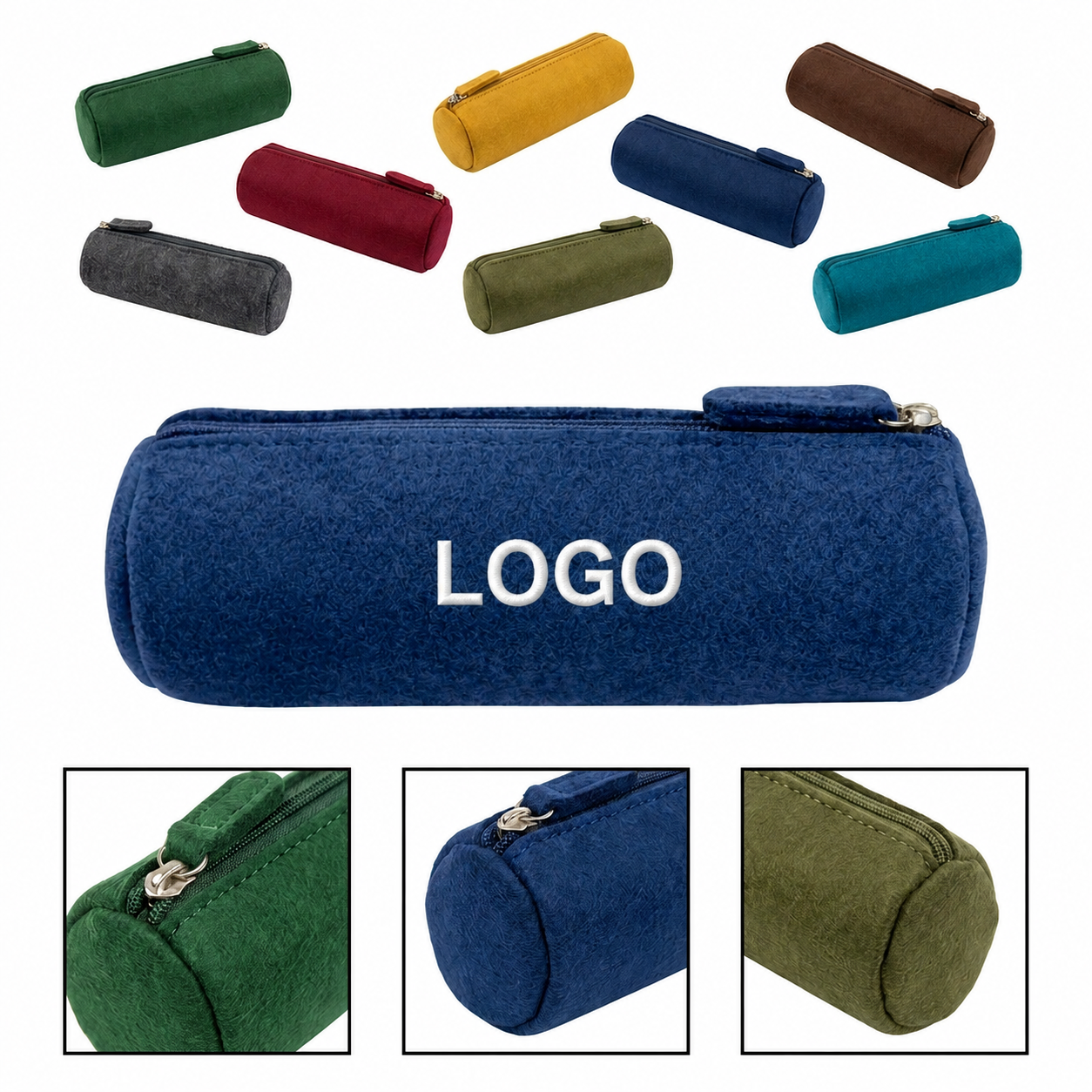 Multi-Color Felt Cylindrical Stationery Pouch and Accessory Organizer