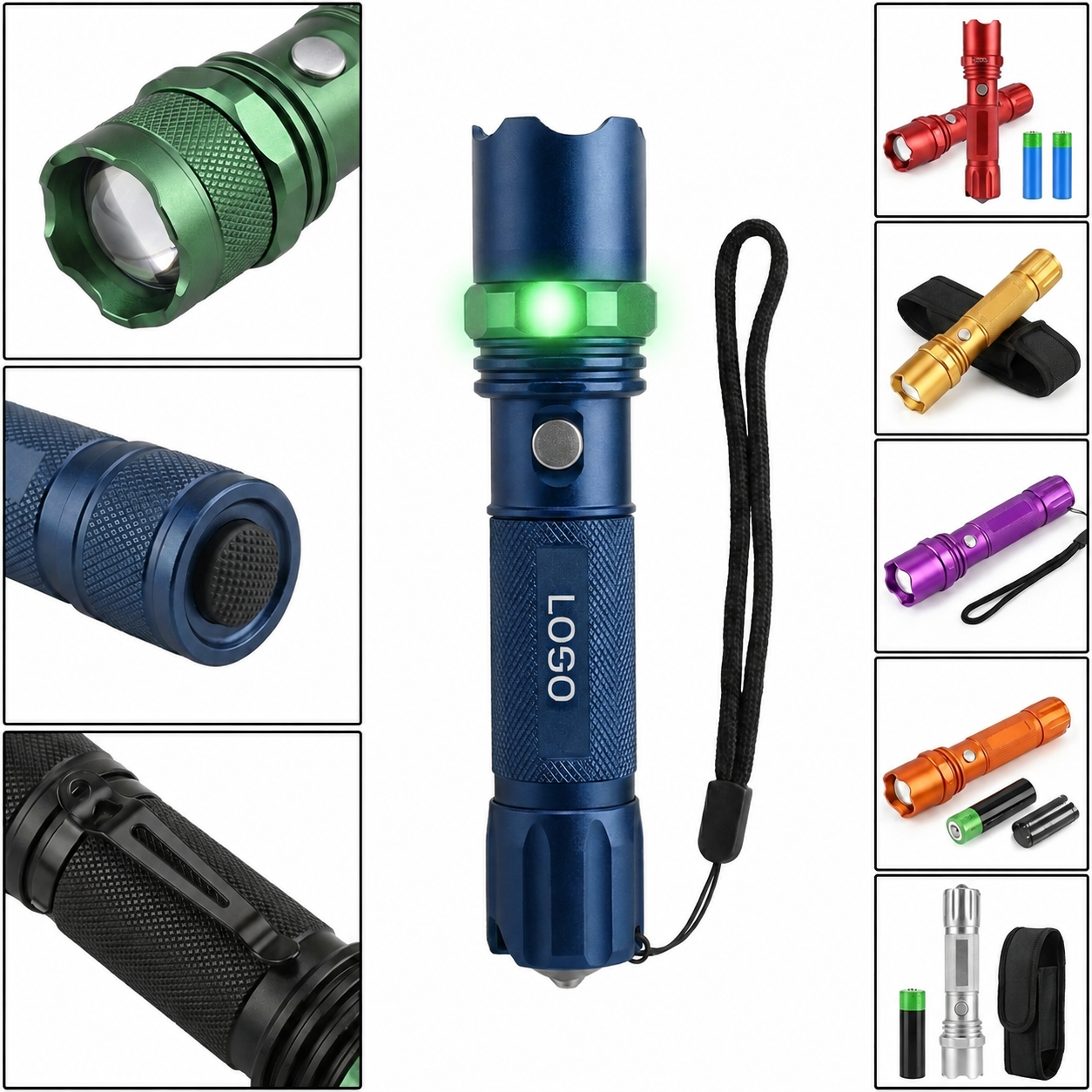 Rugged Aluminum Rechargeable Multi-Mode LED Flashlight with Pocket Clip