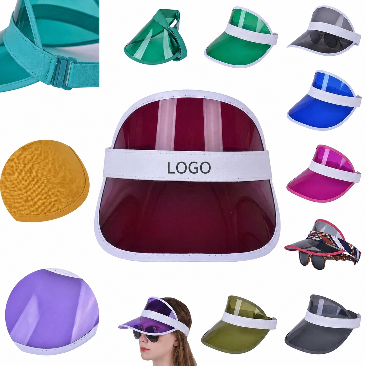 Transparent UV Protection Sun Visor with Adjustable Elastic Band