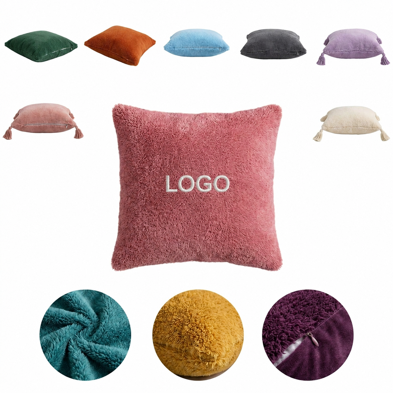 Premium Faux Fur Square Cushion Case with Hidden Zipper