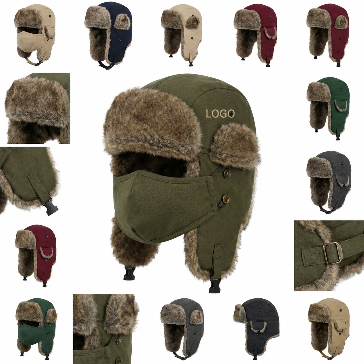 Insulated Winter Trooper Hat with Detachable Face Mask