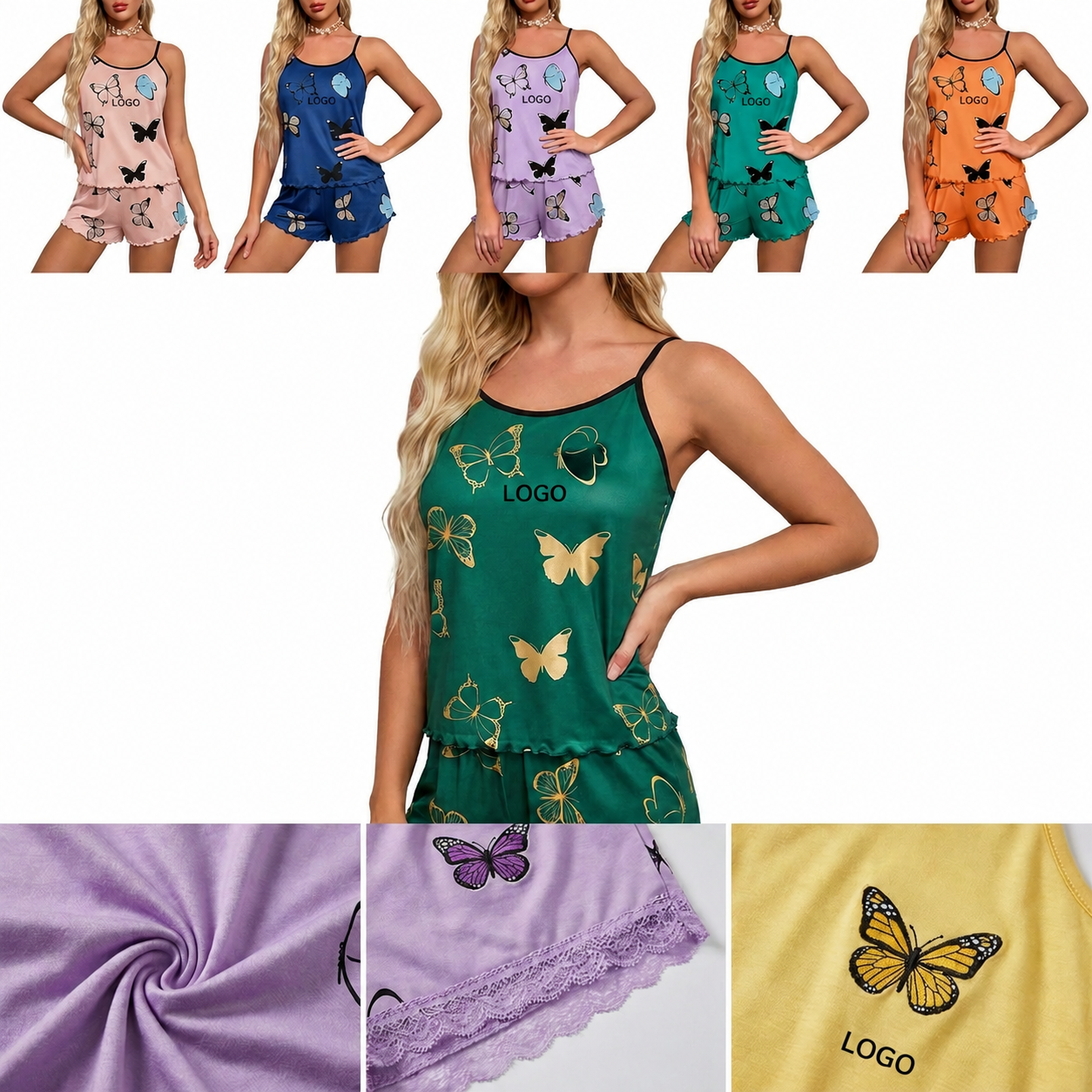 Butterfly Motif Cami and Shorts Loungewear Set