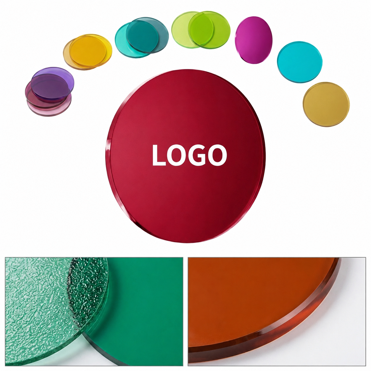 Circular Acrylic Drink Coaster Set with High-Gloss Finish