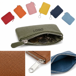 Pebbled Texture Coin Purse with Integrated Key Ring