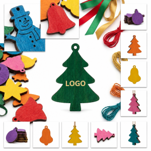Vibrant Multi-Shaped Wooden Holiday Ornament Set - Assorted Colors & Shapes