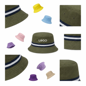 Reversible Cotton Canvas Bucket Hat with Contrast Stripe Accent