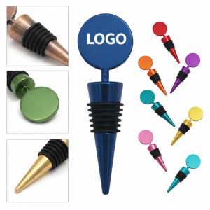 Metallic Tapered Wine Stopper with Circular Logo Plate