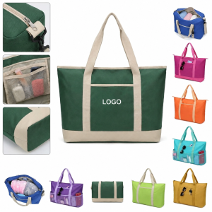 Oversized Water-Resistant Utility Tote with Exterior Mesh Storage