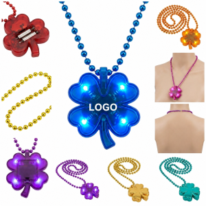Luminous Four-Leaf Clover LED Medallion with Matching Bead Chain